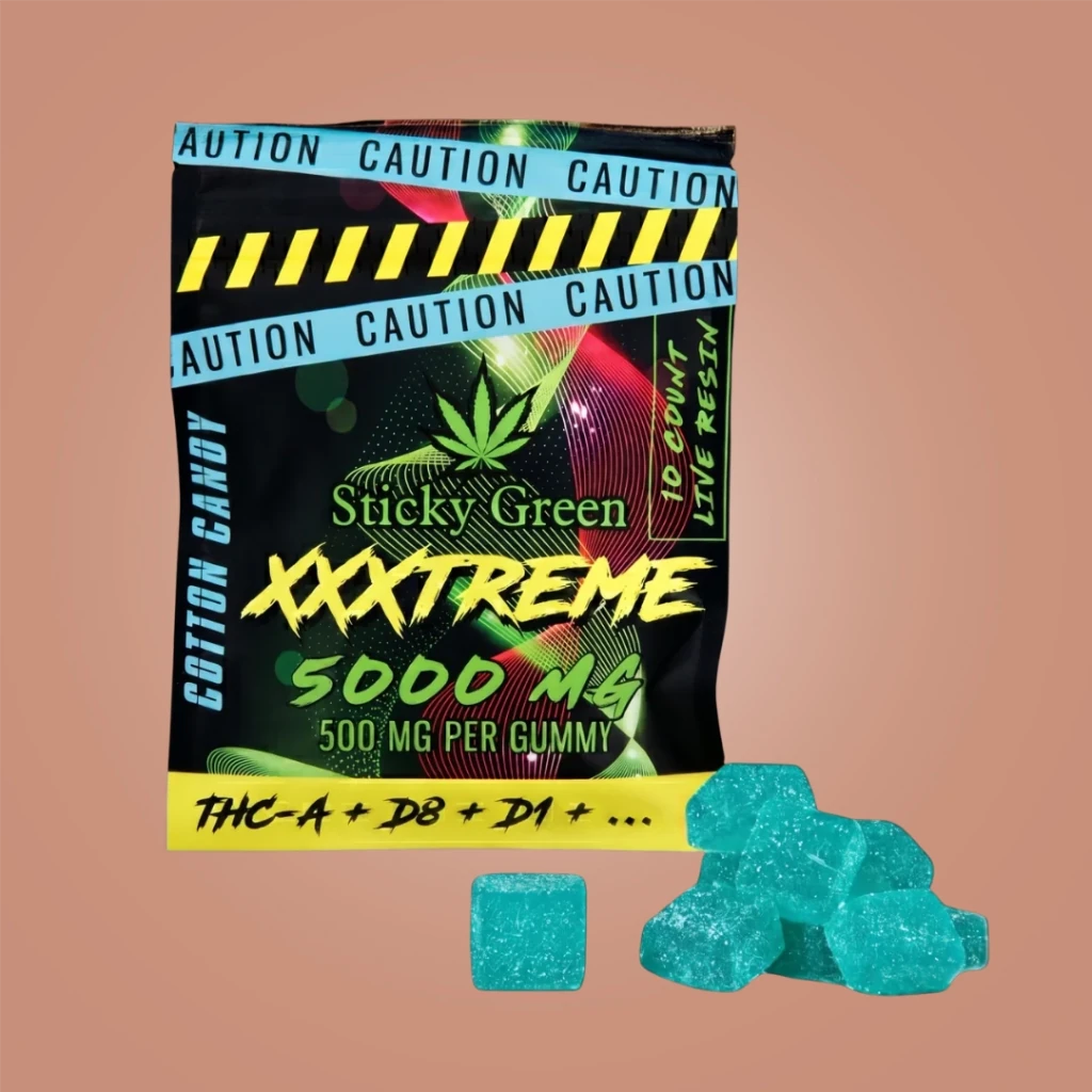 Sticky Green XXXTREME Live Resin Gummies 5000MG - THCA - The Green House Houston