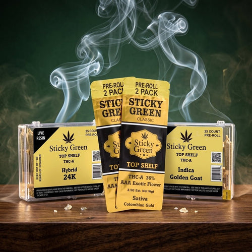 Sticky Green Top Shelf Gold Preroll 2ct - THCA - The Green House Houston