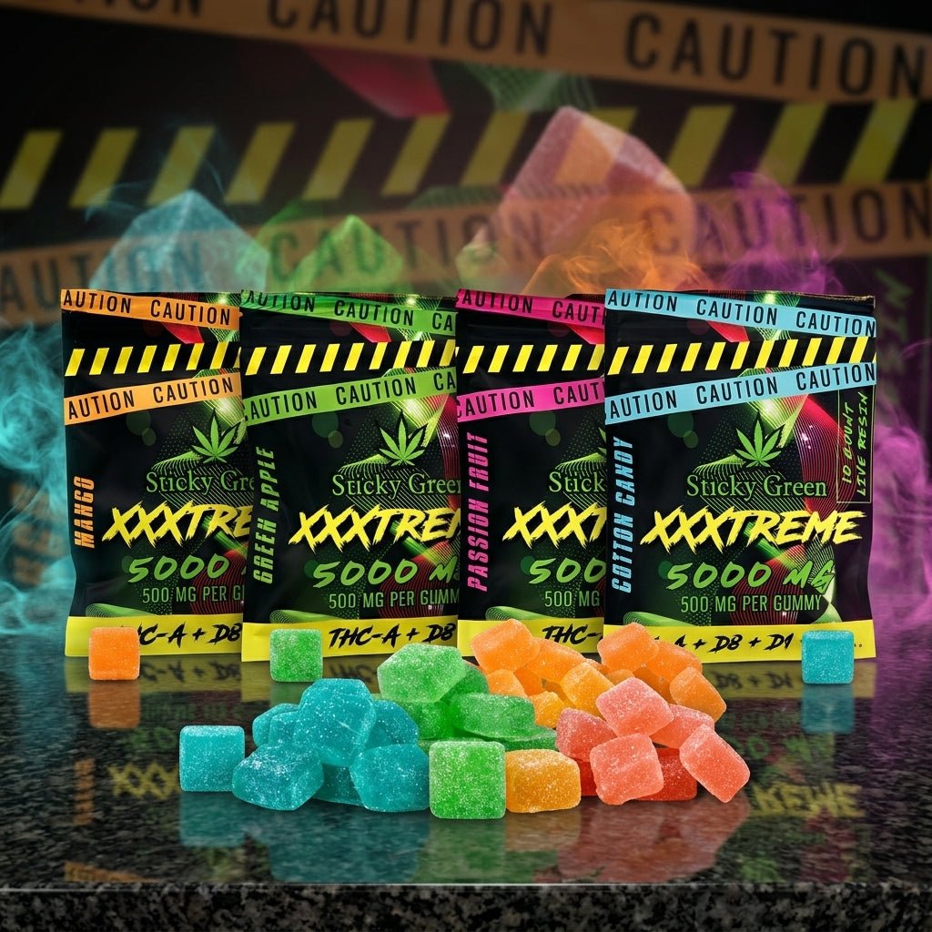 Sticky Green XXXTREME Live Resin Gummies 5000MG - THCA - The Green House Houston