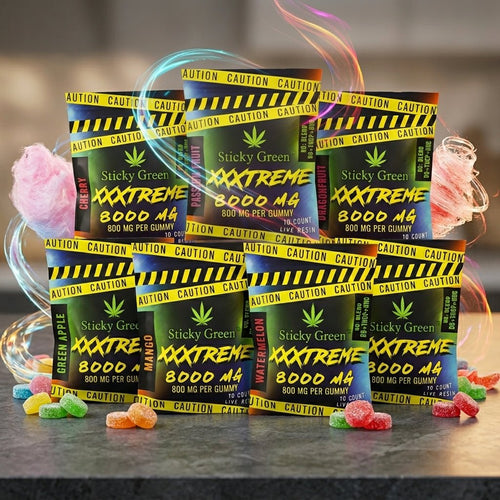 Sticky Green XXXTREME Live Resin Gummies 8000MG - THCA - The Green House Houston