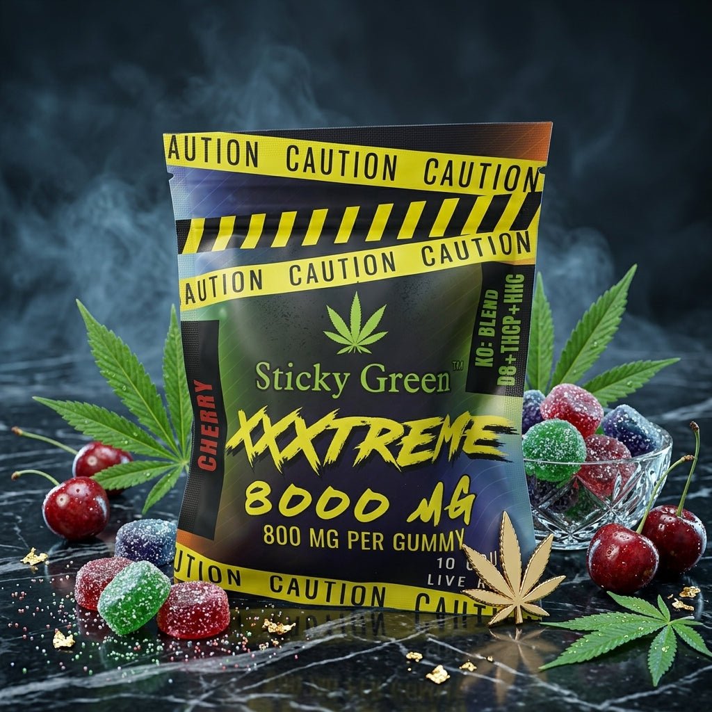 Sticky Green XXXTREME Live Resin Gummies 8000MG - THCA - The Green House Houston