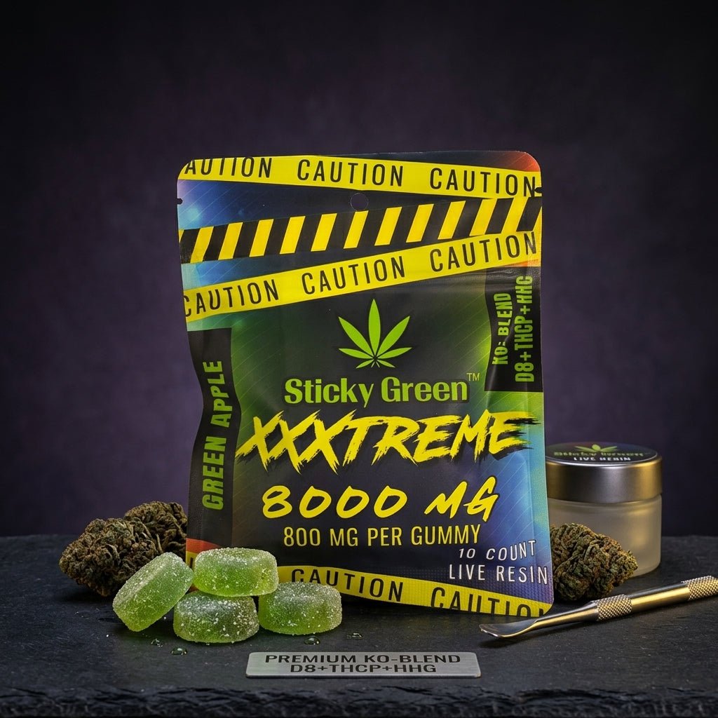Sticky Green XXXTREME Live Resin Gummies 8000MG - THCA - The Green House Houston