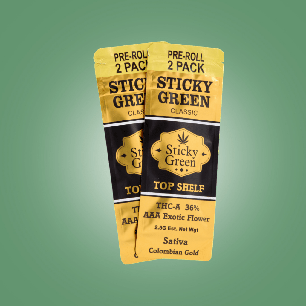 Sticky Green Top Shelf Gold Preroll 2ct - THCA - The Green House Houston