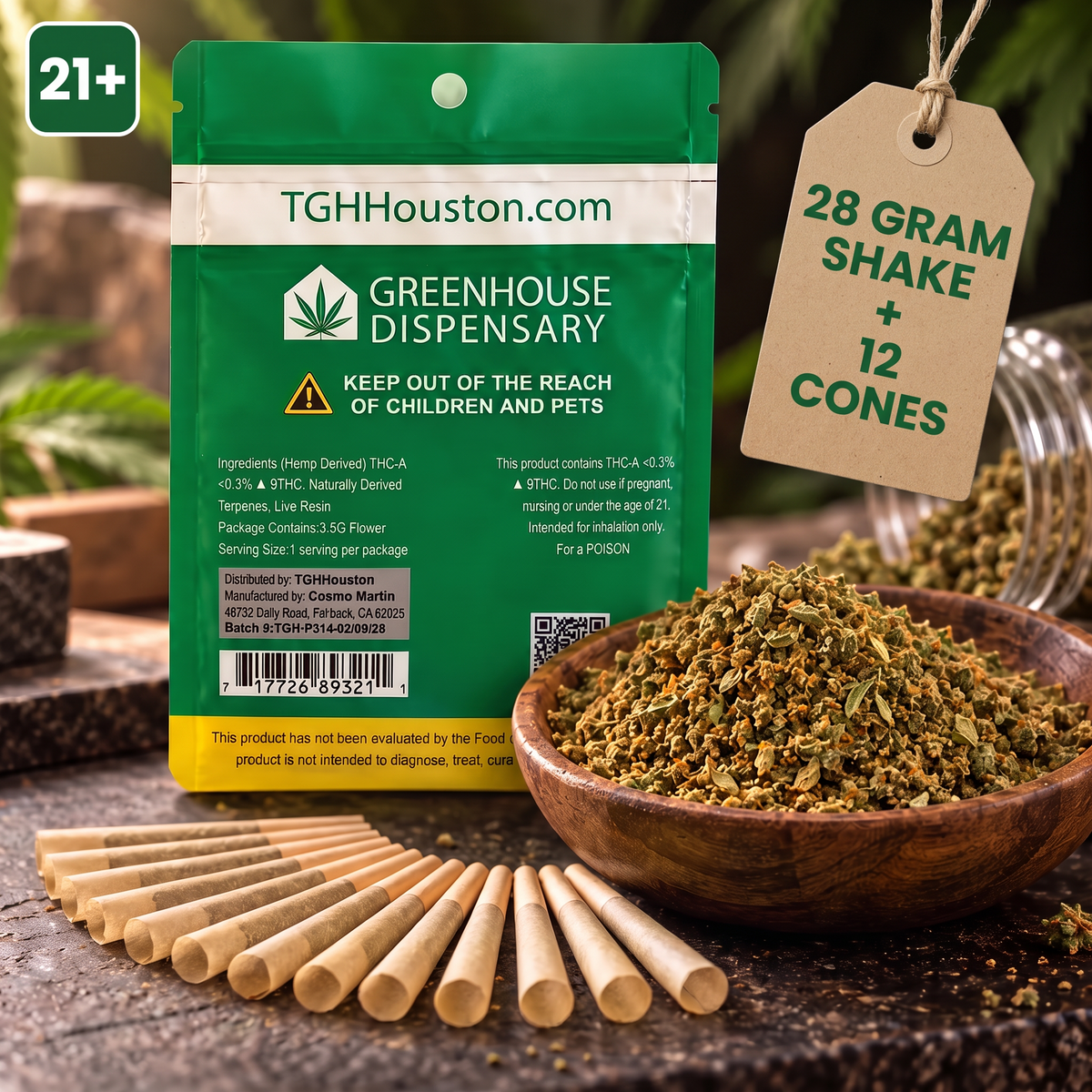 Flower Shake 1oz + 12 RAW Cones Bundle